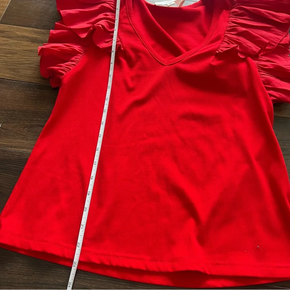 Tuckernuck Pomander Place Red Ribbed Top NWOT - Picture 5 of 7